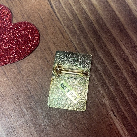 Art Deco Style Pin Gold Tone White Enamel Woman's Face Caduceus Medical ACS - Picture 2 of 2